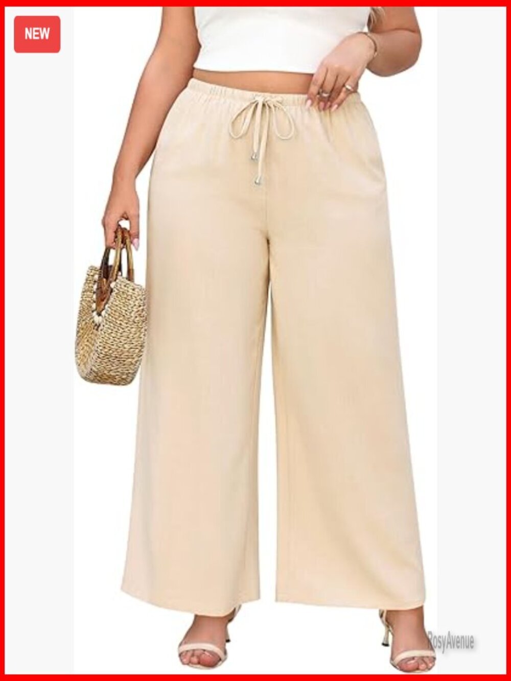 Plus Size Linen Palazzo Pants Wide Leg High Waist Boho Summer Casual